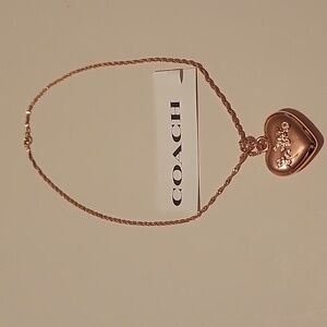 Coach Heavy Rose Gold Heart Charm Necklaces